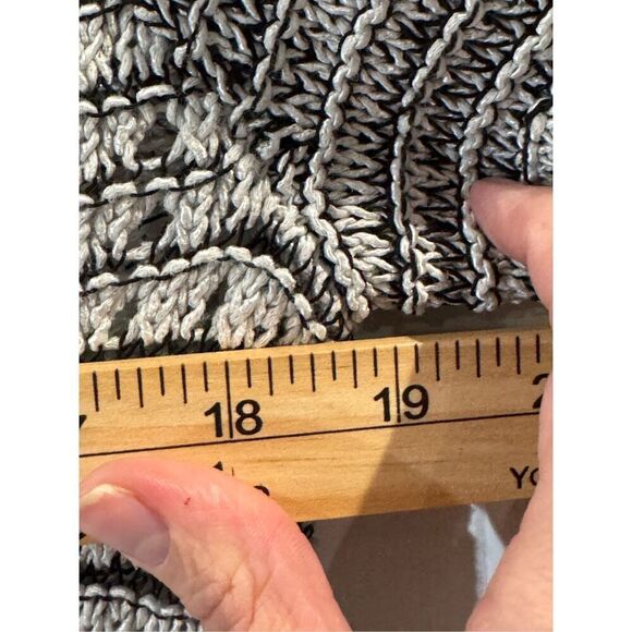 Helmut Lang Sweater Open Knit Long Sleeve Black White Grey Wide Neck Pullover L - Picture 8 of 15